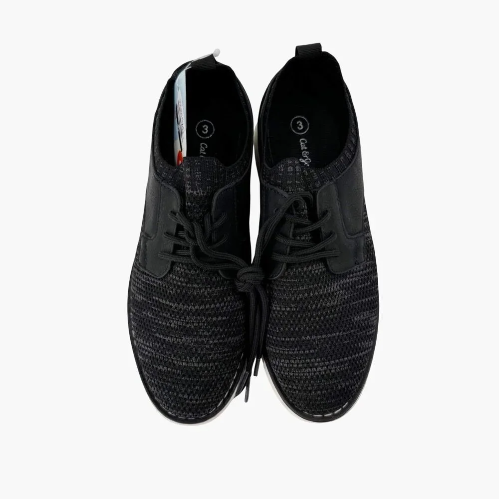 NEW Cat & Jack Elijah Casual Dress Oxford Knit Shoes - Black - Size 3